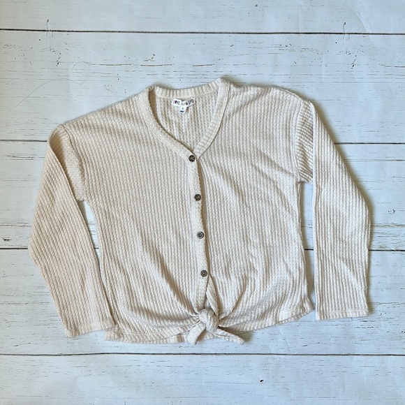 Love, Glam Girl Other - Girls Waffle Tie-Front Sweater